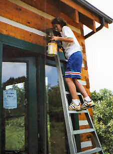 Applying a Protective Finish to the Cabin in the Orchard